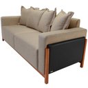 Ver imagem 5 de Sofá 03 Lugares para Sala de Estar 178 cm Khali B04 Linho Bege Escuro Couríssimo Preto - Lyam Decor