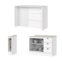 Ver imagem 3 de Bancada de Cozinha Kit Ilha Gourmet Americana 2 Portas 3 Gavetas Ripado Branco - Henn