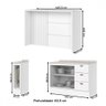 Bancada de Cozinha Kit Ilha Gourmet Americana 2 Portas 3 Gavetas Ripado Branco - Henn - 4