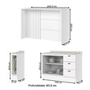 Ver imagem 4 de Bancada de Cozinha Kit Ilha Gourmet Americana 2 Portas 3 Gavetas Ripado Branco - Henn