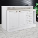 Ver imagem 1 de Bancada de Cozinha Kit Ilha Gourmet Americana 2 Portas 3 Gavetas Ripado Branco - Henn