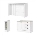 Ver imagem 2 de Bancada de Cozinha Kit Ilha Gourmet Americana 2 Portas 3 Gavetas Ripado Branco - Henn