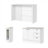 Bancada de Cozinha Kit Ilha Gourmet Americana 2 Portas 3 Gavetas Ripado Branco - Henn - 2