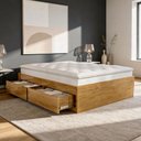 Ver imagem 7 de Cama Casal Base Box Madeira Maciça com 4 Gavetas 140cm Líbano B07 Mel - Lyam Decor