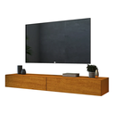 Ver imagem 2 de Rack Suspenso Eros 140cm para Tv até 55'' Mdf 2 Gavetas Mdf Alto Padrão Sala de Estar:naturale