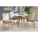 Ver imagem 2 de Sala Jantar Mesa Duna Premium Madeira Maciça C/ Tampo Madeirado C/ Vidro 120x120cm e 4 Cadeiras