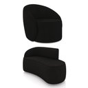 Ver imagem 1 de Sofá 2 Lugares Orgânico 140cm Morgan e Poltrona Lua Suede Preto D03 - D'Rossi