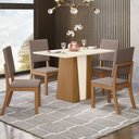 Ver imagem 1 de Mesa de Jantar 4 Lugares Lavínia Milla Nature/off White/marrom Amêndoa - Pnr Móveis