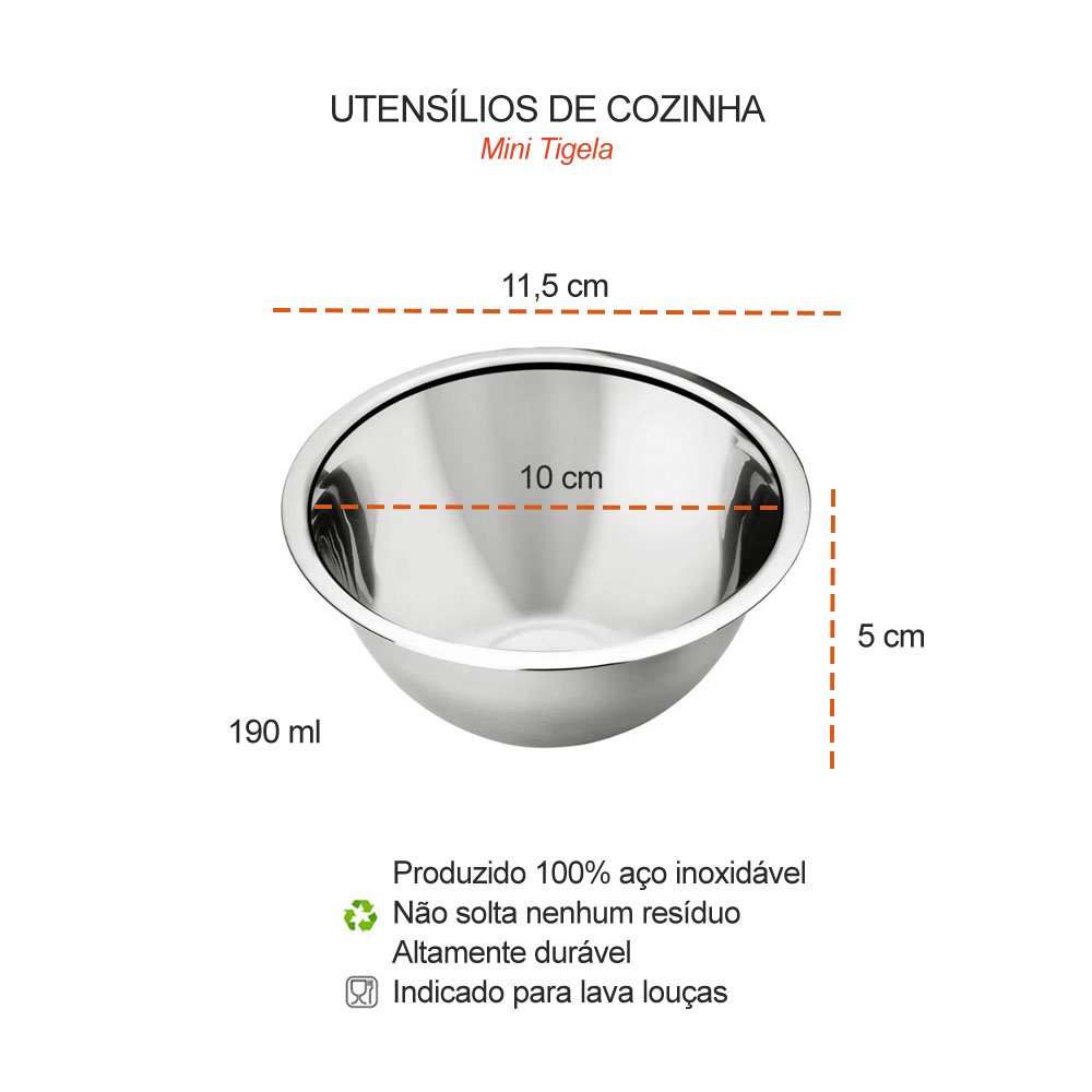 Tigela Bowl Mini Inox 190ml Sobremesa Entradas Molhos 8un - 3