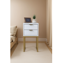 Ver imagem 5 de Kit 2 Mesas de Cabeceira 30cm Industrial Off White – Puxadores e Base Dourada – Enviamos Montadas