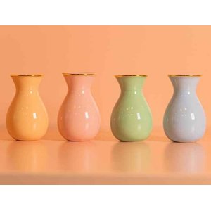 Kit Mini Vaso de Mesa Em Porcelana Manu Fisch Coleção Doce Memórias