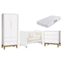 Ver imagem 1 de Quarto de Bebê Berço Evolution + Guarda Roupa Classic + Cômoda 3 Gavetas Classic Branco com Colchão