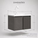 Ver imagem 4 de Gabinete Banheiro 60cm Impermeável Ripado com Cuba Cerâmica Suspenso Vercelli Brovália