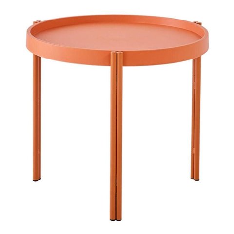 Mesa de Apoio Redonda Enjoy Rivatti 50 Cm (largura) Tampo Polipropileno Pêssego Base em Aço Pê