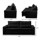Ver imagem 3 de Sofá Retrátil e Reclinável 3 Lugares com Molas 1,80m Elisa Suede Preto Rover & Beato