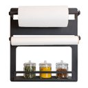 Ver imagem 1 de Porta Rolos de Cozinha Preto Papel Toalha Alumínio Condimentos Suporte Dispenser Parede Temperos