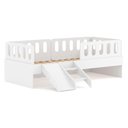 Ver imagem 3 de Cama Solteiro Mdf Branco com Escadinha/escorrega 03 Grades e Cabeceira Anatômica Mobilistore