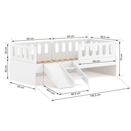 Cama Solteiro Mdf Branco com Escadinha/escorrega 03 Grades e Cabeceira Anatômica Mobilistore - 4
