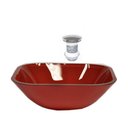 Ver imagem 2 de Cuba de Vidro Quadrada 35cm Vermelho Cereja + Valvula Click