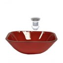 Ver imagem 1 de Cuba de Vidro Quadrada 35cm Vermelho Cereja + Valvula Click