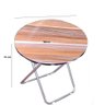 MESA REDONDA EM ALUMINIO DOBRAVEL ESTILO MADEIRA 90CM FESTAS CAMPING MULTIUSO - 3