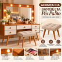 Ver imagem 2 de Penteadeira Camarim Retrô com Banqueta 5 Gavetas Espelho Iluminado