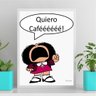 Quadro Decorativo Mafalda Café 33x24cm - com Vidro:moldura Branca - 2