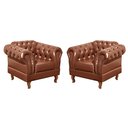 Ver imagem 3 de Conjunto Sofá 3 Lugares e 2 Poltronas Chesterfield Duque Dom Pedro - Couríssimo Marrom Caramelo