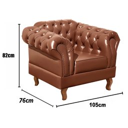 Conjunto Sofá 3 Lugares e 2 Poltronas Chesterfield Duque Dom Pedro - Couríssimo Marrom Caramelo - 5