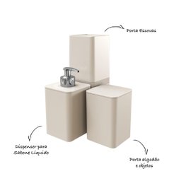 Kit Banheiro com Porta Algodão Escovas e Sabonete Líquido - Stolf - 2