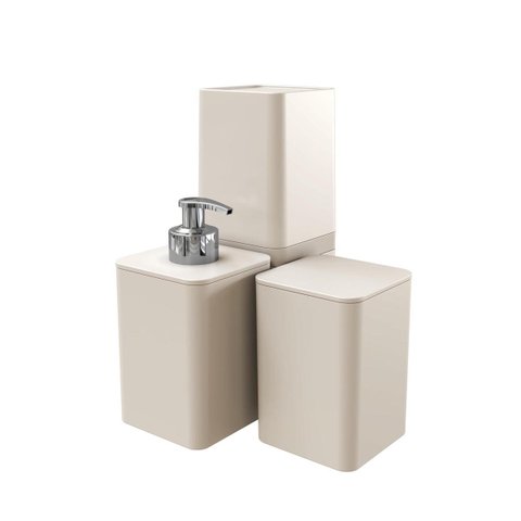 Kit Banheiro com Porta Algodão Escovas e Sabonete Líquido - Stolf