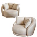 Ver imagem 7 de Kit 02 Poltronas Ayla Giratória Redinda Linho Bege Estilo Orgânico - Larbelle