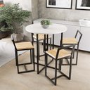 Ver imagem 1 de Conjunto Mesa Redonda Branca 4 Cadeiras Pequena Pinus Industrial Black