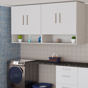 Armário Multiuso Suspenso 4 Portas com Nicho Mdf Resistente