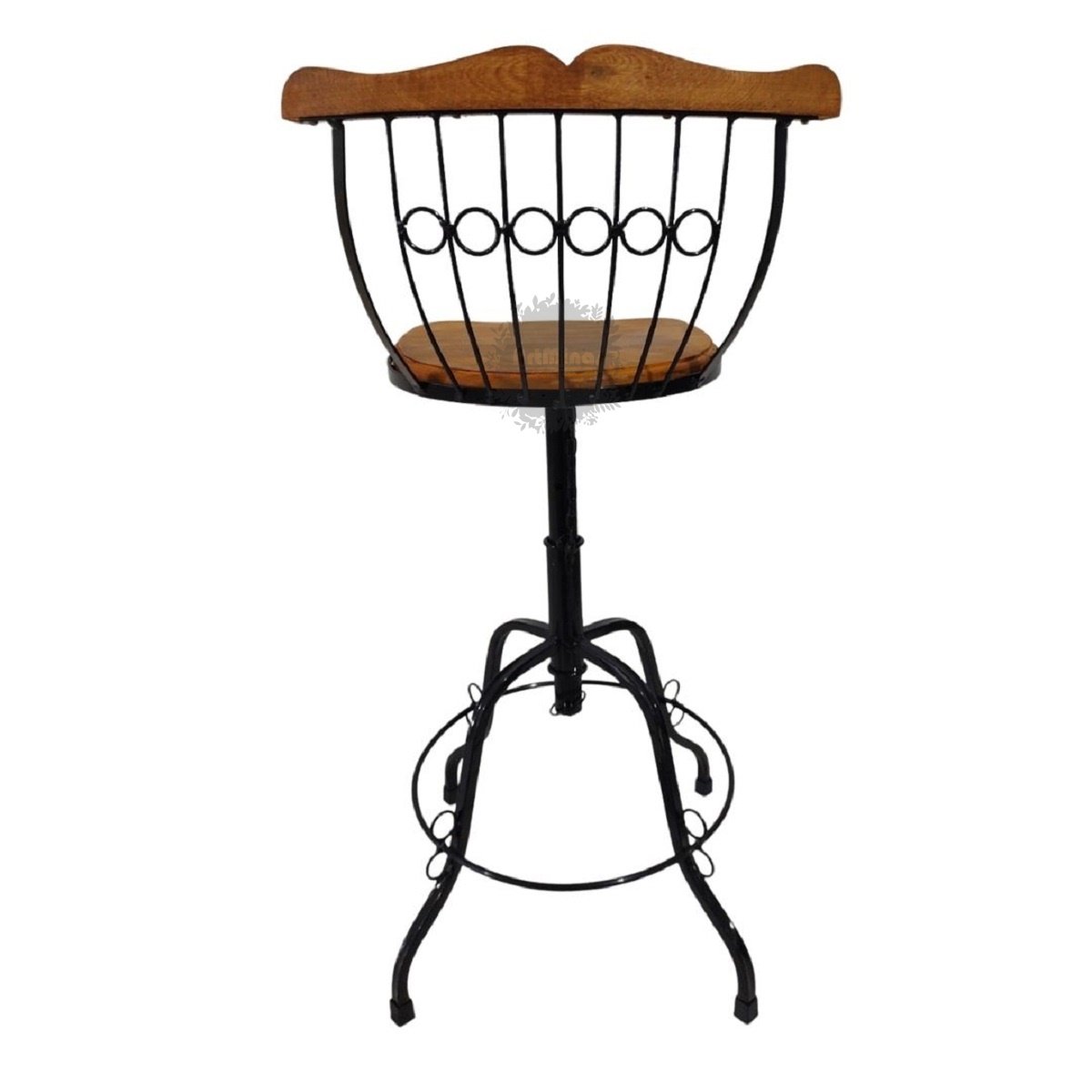 cadeira banqueta bancada giratória regulagem ferro madeira artesanal rústica - 6