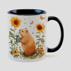 Caneca Branca com Interna Preta Y5 Capivara Girassol 3