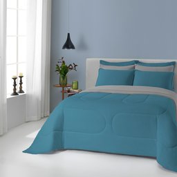 Edredom Casal Liso Bicolor Vivaldi - Ártico/Alumínio - 1 Edredom Casal Liso Bicolor Vivaldi - Ártico/Alumínio - 1