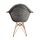 Ver imagem 4 de Kit 2 Poltronas Jantar Eames Eiffel Estofadas Cinza Base Cobre