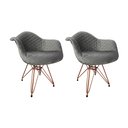 Ver imagem 1 de Kit 2 Poltronas Jantar Eames Eiffel Estofadas Cinza Base Cobre