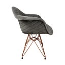 Ver imagem 3 de Kit 2 Poltronas Jantar Eames Eiffel Estofadas Cinza Base Cobre