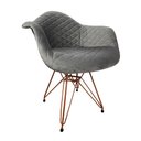 Ver imagem 2 de Kit 2 Poltronas Jantar Eames Eiffel Estofadas Cinza Base Cobre