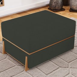 Puff Decorativo Retangular para Sala de Estar Domus L02 Linho Verde Musgo - Lyam Decor - 2