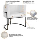 Ver imagem 5 de Kit Divã Luna 185cm Lado Esquerdo e 01 Poltrona Base de Ferro Preto Suede Branco