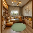 Ver imagem 2 de Tapete Redondo Bouclé Verde Ø135cm Antiderrapante