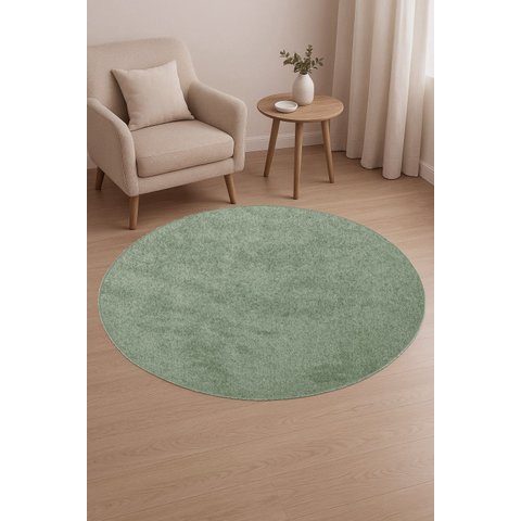 Tapete Redondo Bouclé Verde Ø135cm Antiderrapante