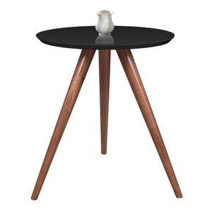 Mesa de Canto Tampo 45cm Preta Vidro Pés 50cm