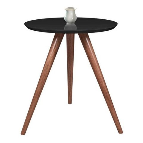 Mesa de Canto Tampo 45cm Preta Vidro Pés 50cm