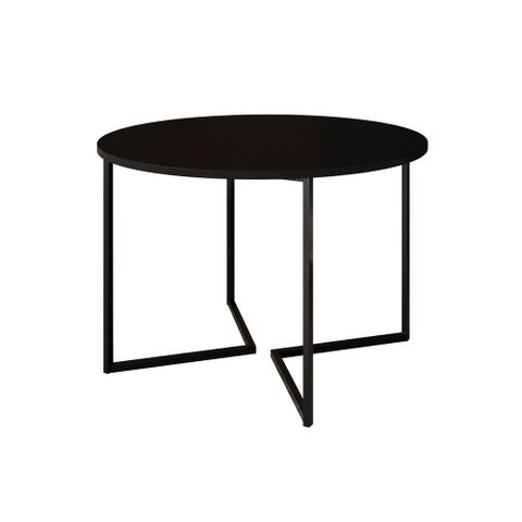 Mesa Jantar Industrial Redonda Preta Base V Ferro Preto Tampo 110Cm Cor: Preto