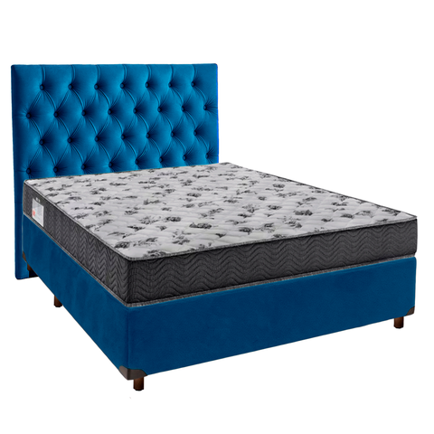 Cama Box + Colchão Casal Ortobom D33 Iso100 + Cabeceira Estofada