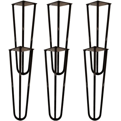 Kit 08 Pés de Ferro Aço Hairpin Legs 30 cm Preto A01 Sofá Móveis Mesa - Inoviza